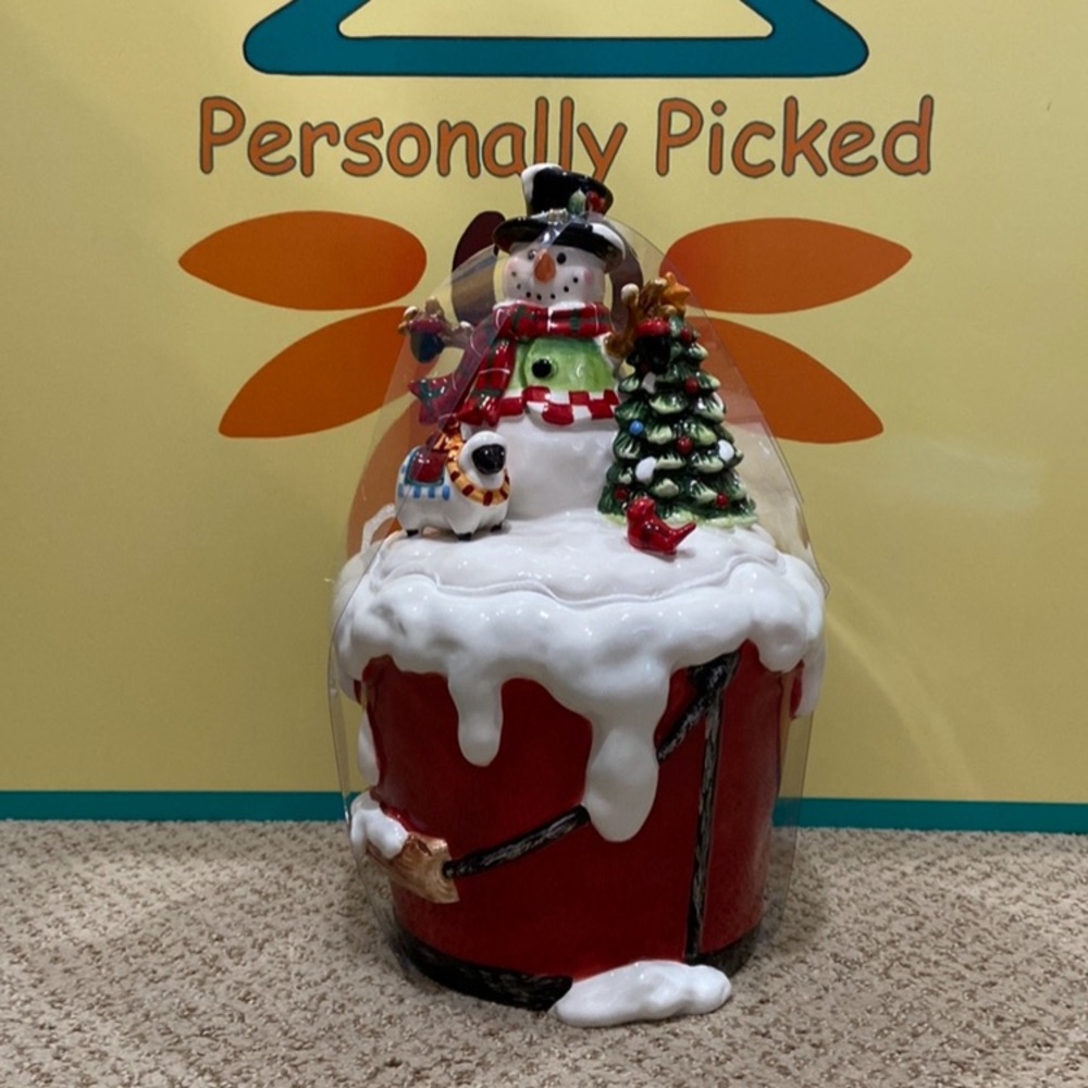 Corner Ruby Snowman Cookie Jar